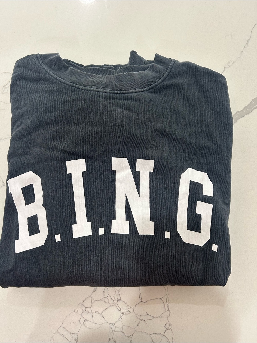 Anine Bing Black Crewneck Sweater with White B.I.N.G. Graphic
